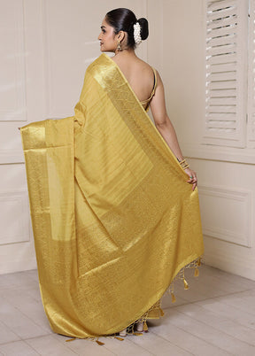 Cream Dupion Silk Saree With Blouse Piece