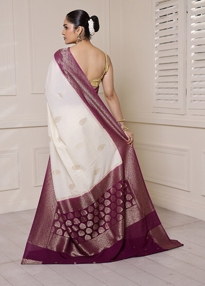 White Georgette Saree With Blouse Piece