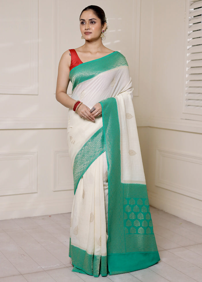 White Georgette Saree With Blouse Piece