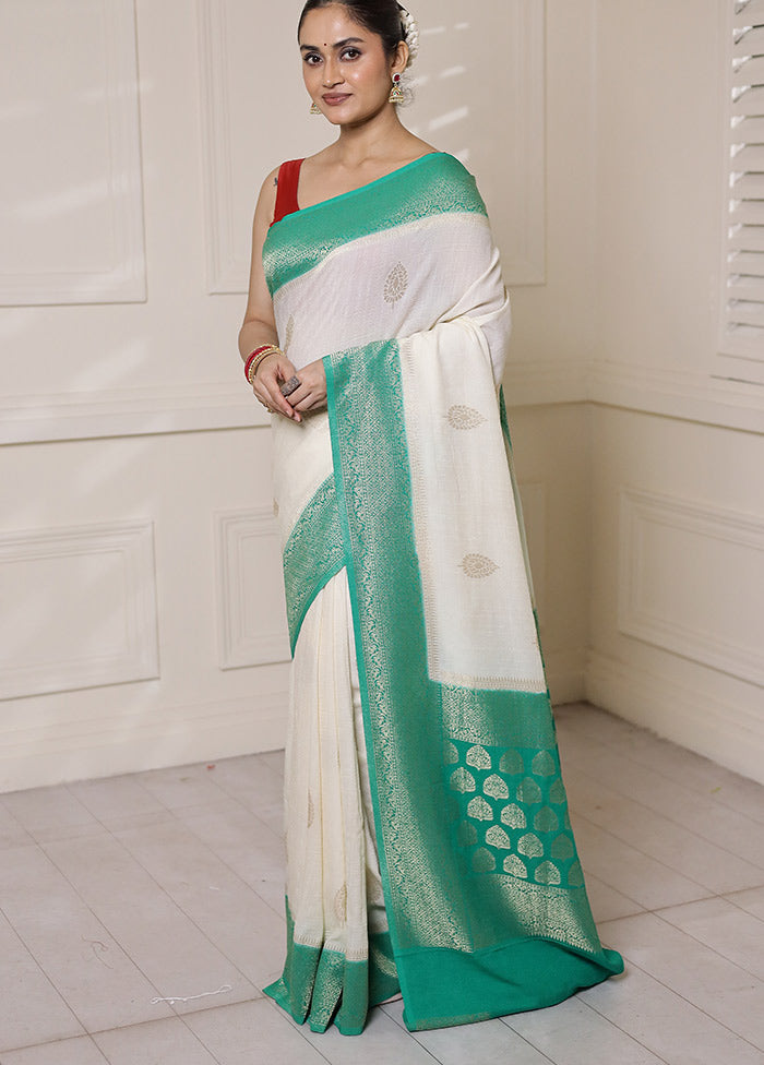 White Georgette Saree With Blouse Piece