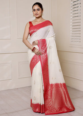 White Georgette Saree With Blouse Piece