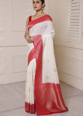 White Georgette Saree With Blouse Piece