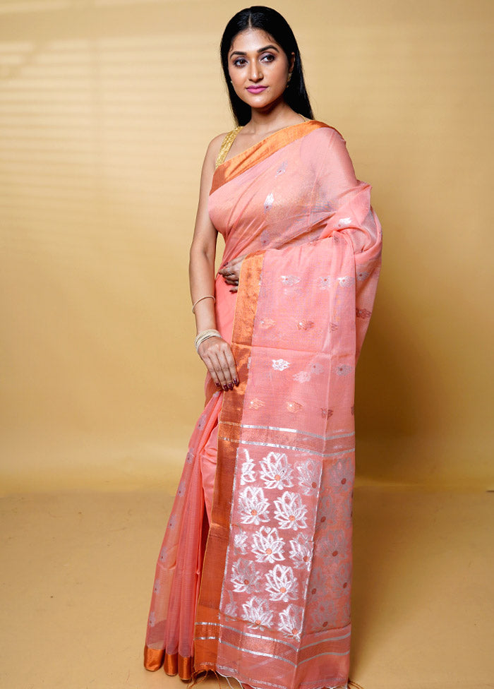 Pink Cotton Saree With Blouse Piece