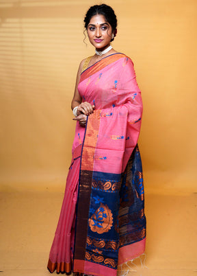 Pink Cotton Saree With Blouse Piece