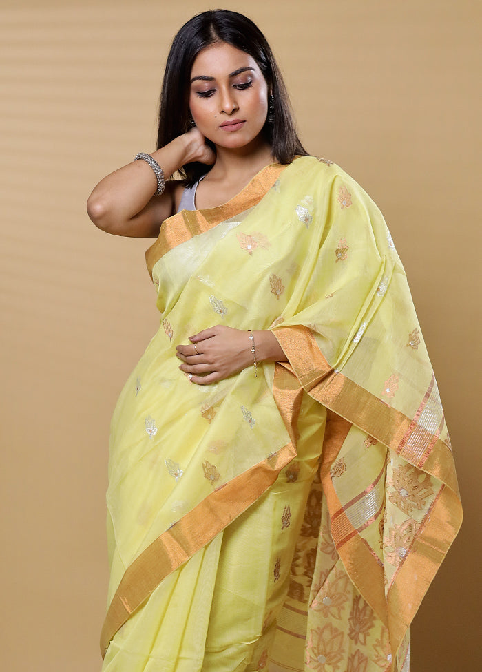 Yellow Cotton Saree With Blouse Piece