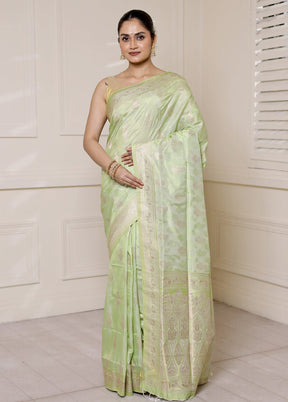 Green Kanjivaram Silk Saree With Blouse Piece