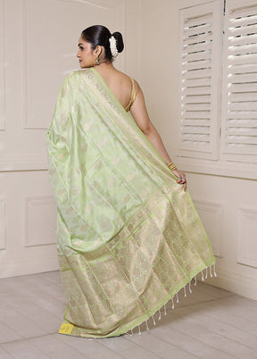 Green Kanjivaram Silk Saree With Blouse Piece