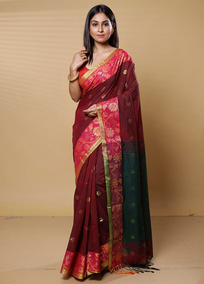 Green Khadi Cotton Saree With Blouse Piece