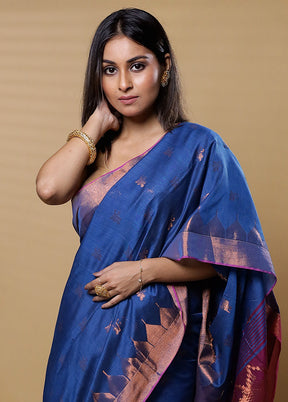 Purple Cotton Saree With Blouse Piece