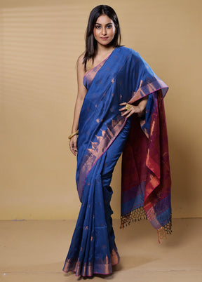 Purple Cotton Saree With Blouse Piece