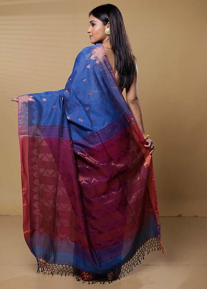 Purple Cotton Saree With Blouse Piece