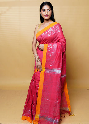 Pink Cotton Saree With Blouse Piece