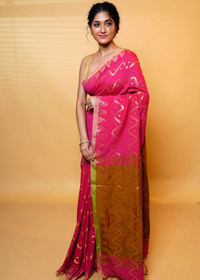 Brown Khadi Cotton Saree With Blouse Piece