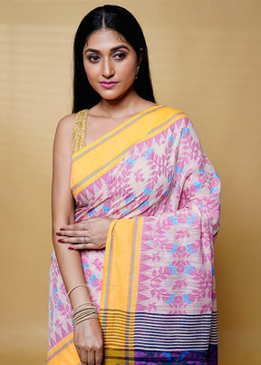 Blue Cotton Saree With Blouse Piece