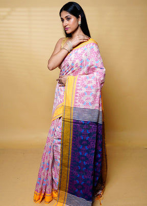 Blue Cotton Saree With Blouse Piece