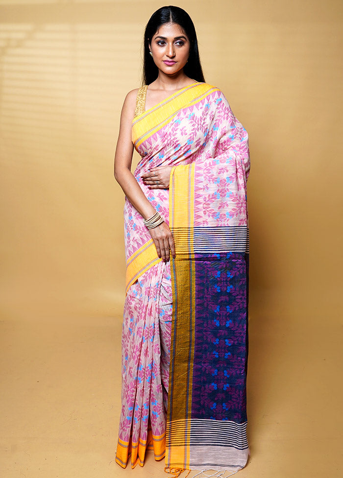 Blue Cotton Saree With Blouse Piece