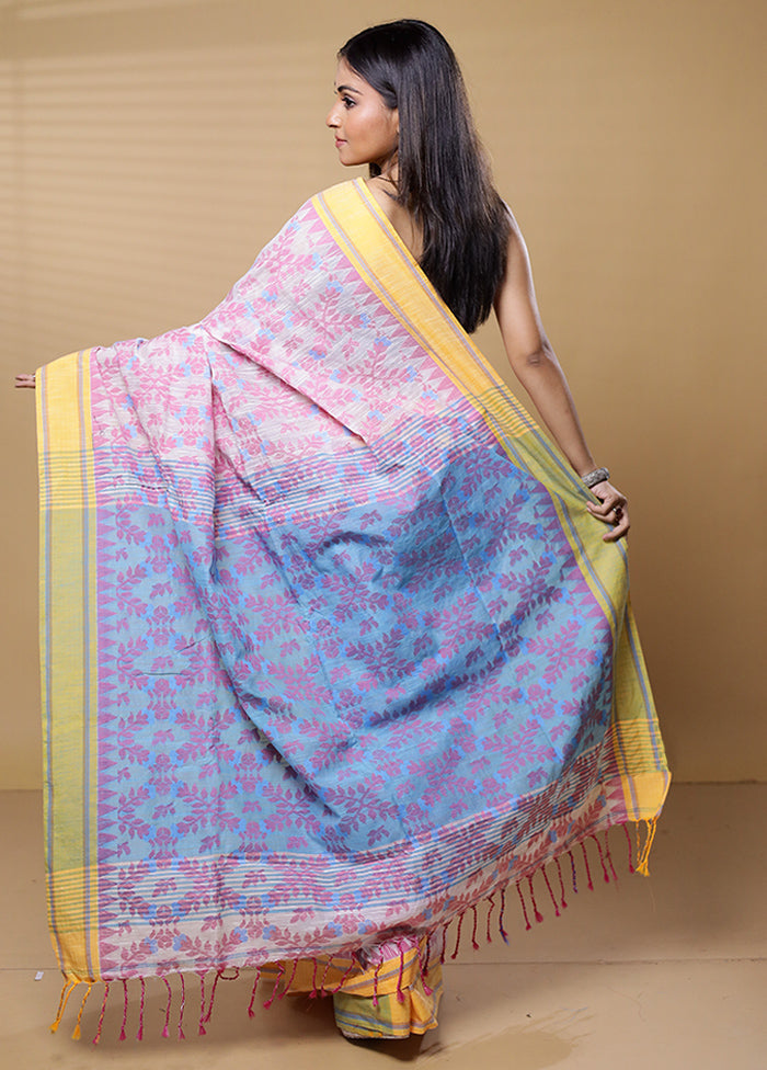 Cream Cotton Saree With Blouse Piece