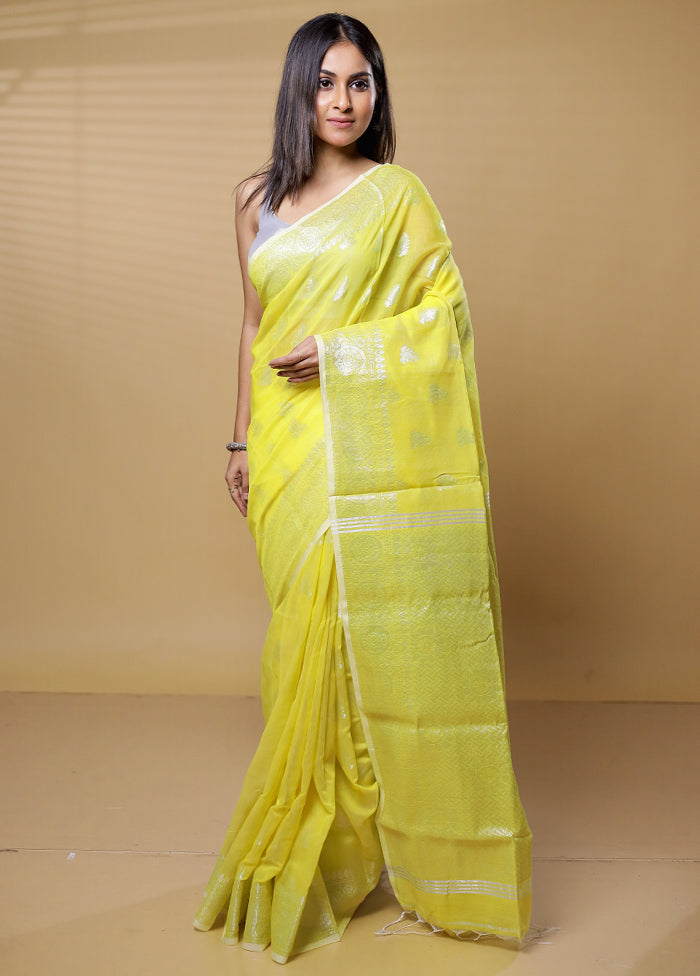 Yellow Cotton Saree With Blouse Piece