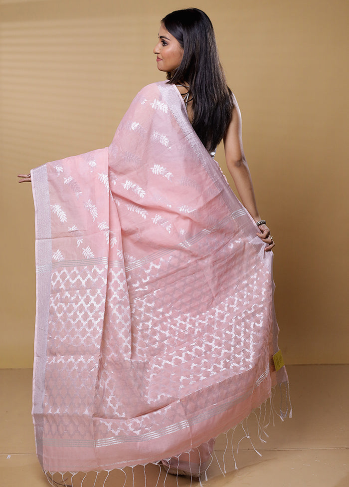 Pink Cotton Saree With Blouse Piece