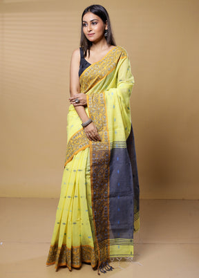 Yellow Khadi Cotton Saree With Blouse Piece