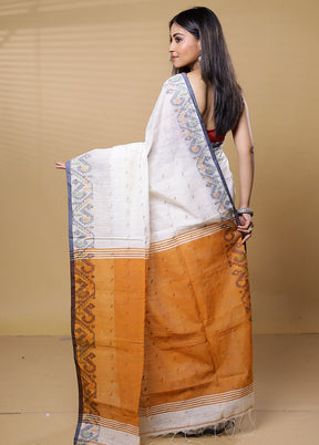 White Khadi Cotton Saree With Blouse Piece