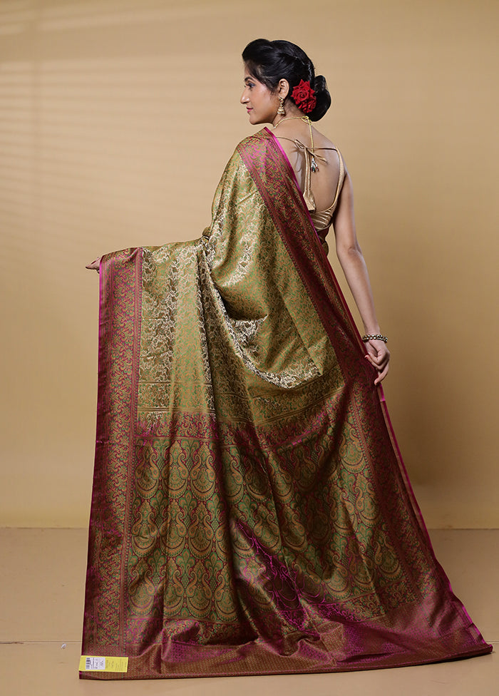 Cream Jamewar Silk Saree With Blouse Piece