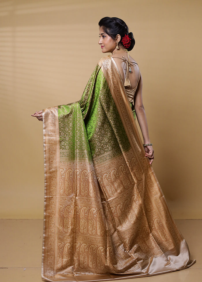 Green Jamewar Silk Saree With Blouse Piece