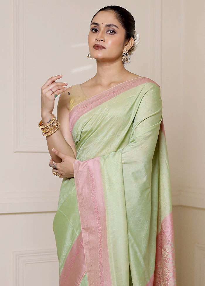 Green Kanjivaram Silk Saree With Blouse Piece