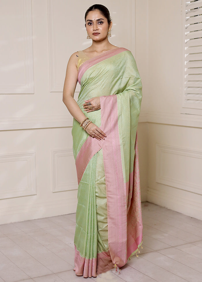 Green Kanjivaram Silk Saree With Blouse Piece