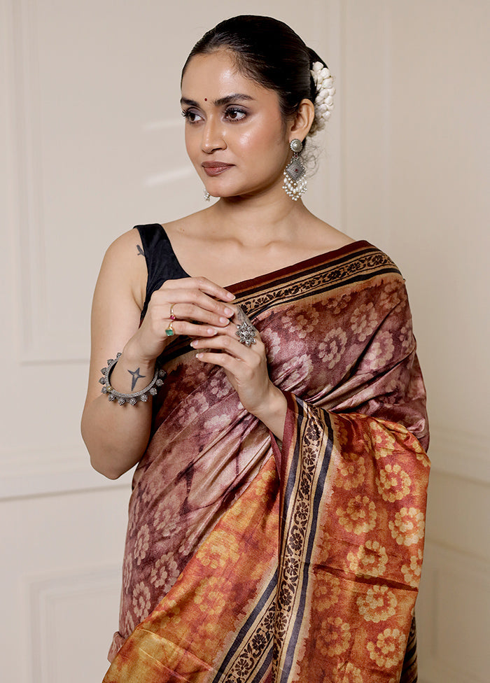 Multicolor Dupion Silk Saree With Blouse Piece