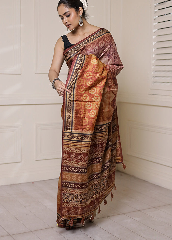 Multicolor Dupion Silk Saree With Blouse Piece