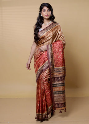 Multicolor Dupion Silk Saree With Blouse Piece