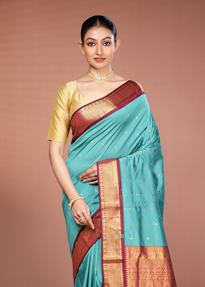 Green Kanjivaram Silk Saree With Blouse Piece