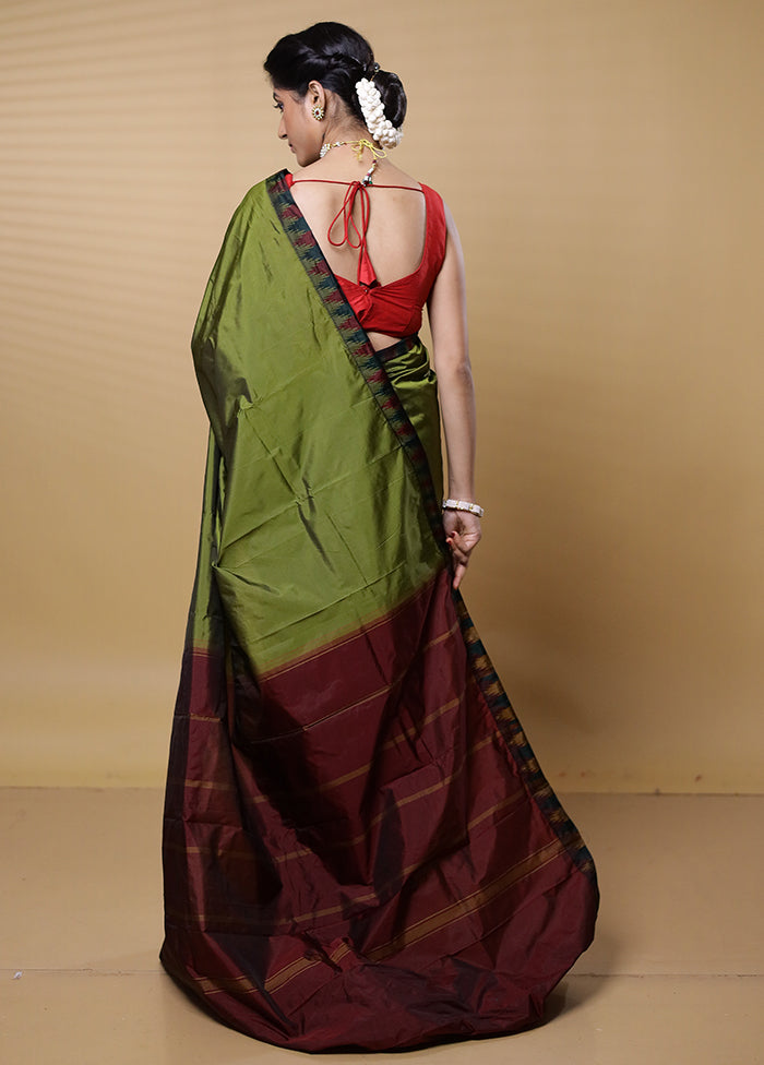 Green Kanjivaram Silk Saree With Blouse Piece