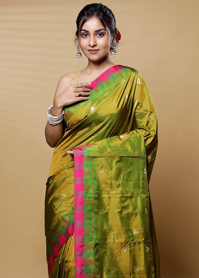 Green Kanjivaram Silk Saree With Blouse Piece