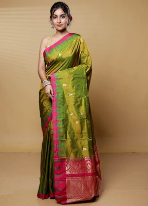 Green Kanjivaram Silk Saree With Blouse Piece