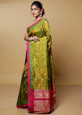 Green Kanjivaram Silk Saree With Blouse Piece