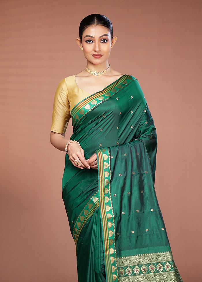 Green Kanjivaram Silk Saree With Blouse Piece