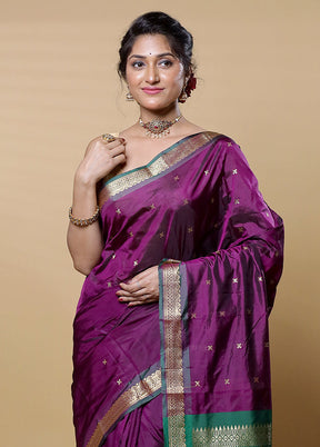 Purple Kanjivaram Silk Saree With Blouse Piece