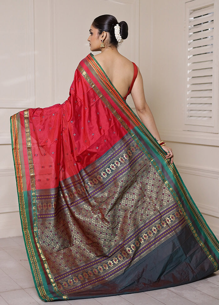 Red Kanjivaram Silk Saree With Blouse Piece