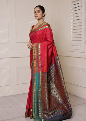 Red Kanjivaram Silk Saree With Blouse Piece