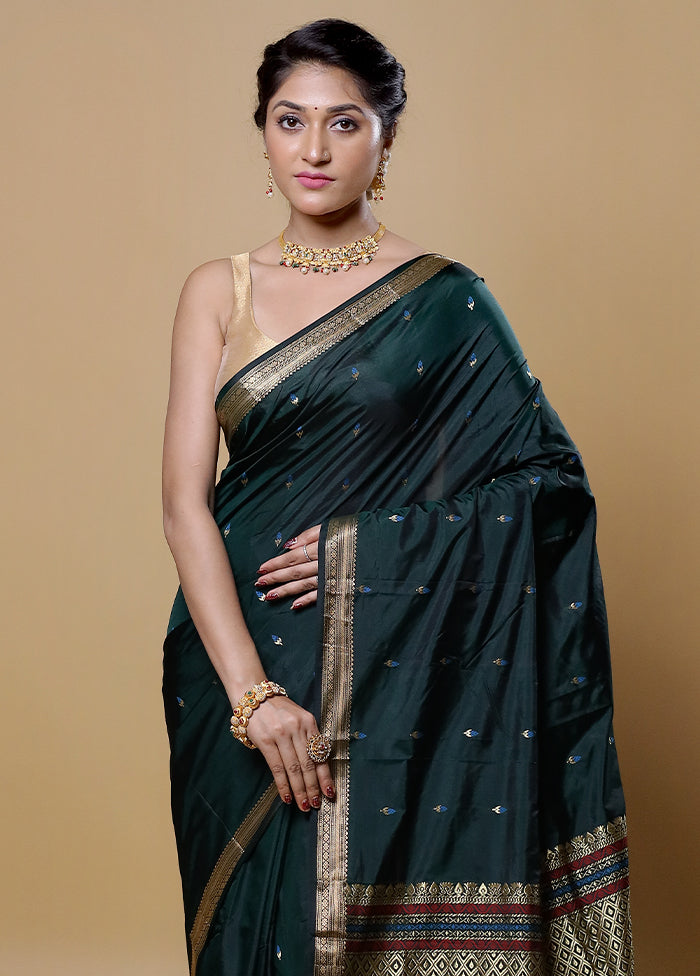 Green Kanjivaram Silk Saree With Blouse Piece