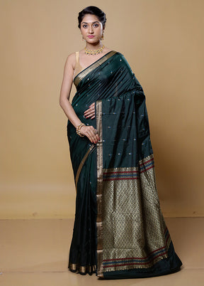 Green Kanjivaram Silk Saree With Blouse Piece