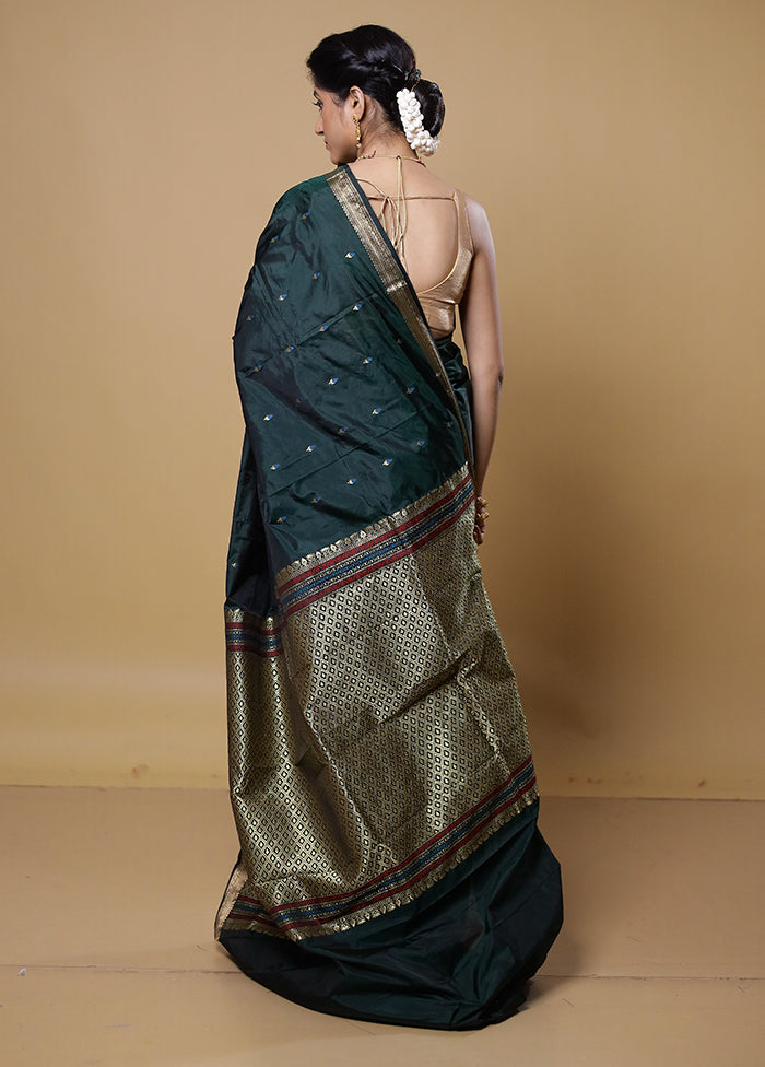 Green Kanjivaram Silk Saree With Blouse Piece