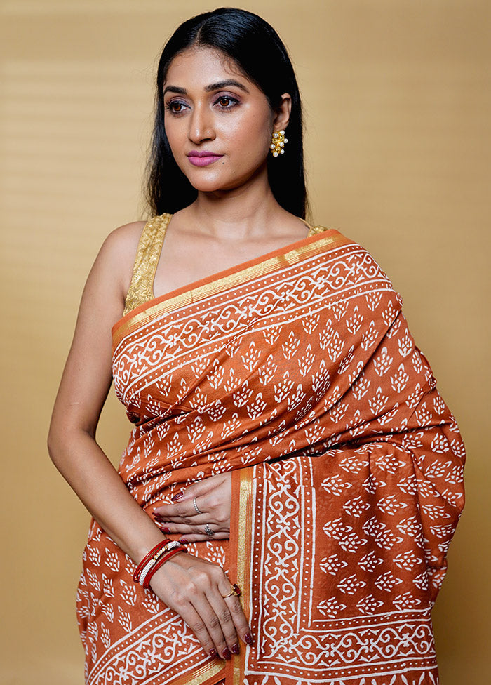 Pink Chanderi Cotton Saree With Blouse Piece