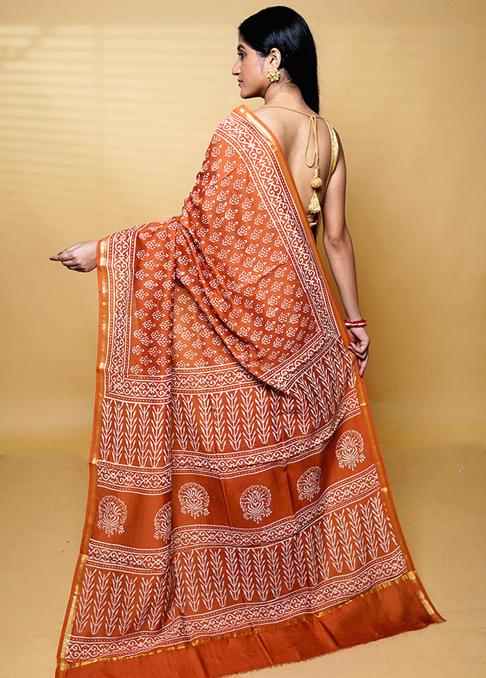 Pink Chanderi Cotton Saree With Blouse Piece