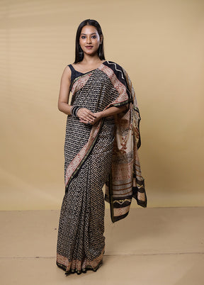 Cream Chanderi Cotton Saree With Blouse Piece