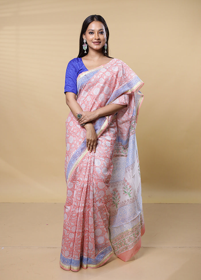 Grey Chanderi Cotton Saree With Blouse Piece