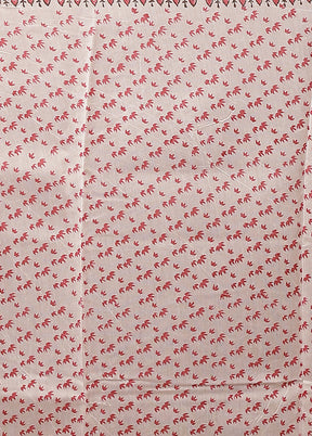 White Chanderi Silk Saree With Blouse Piece