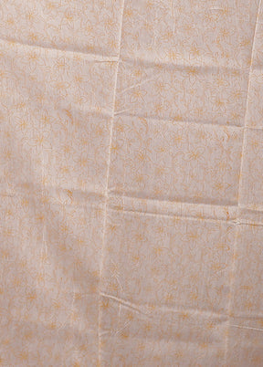 White Chanderi Silk Saree With Blouse Piece